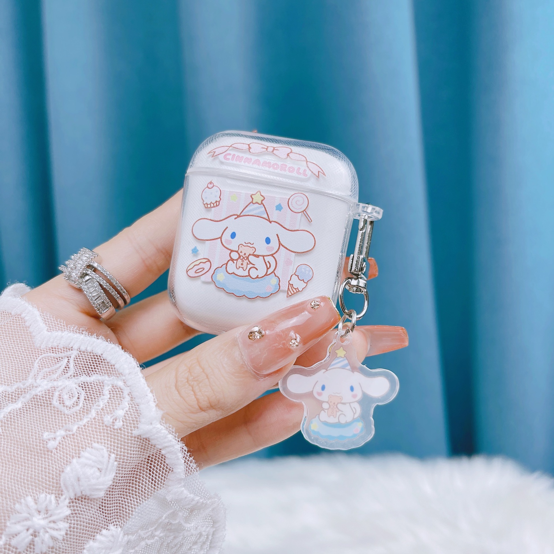 Cute cartoon AirPods Pro 3rd generation wireless Bluetooth earphone protective case, transparent soft case with pendant for i12