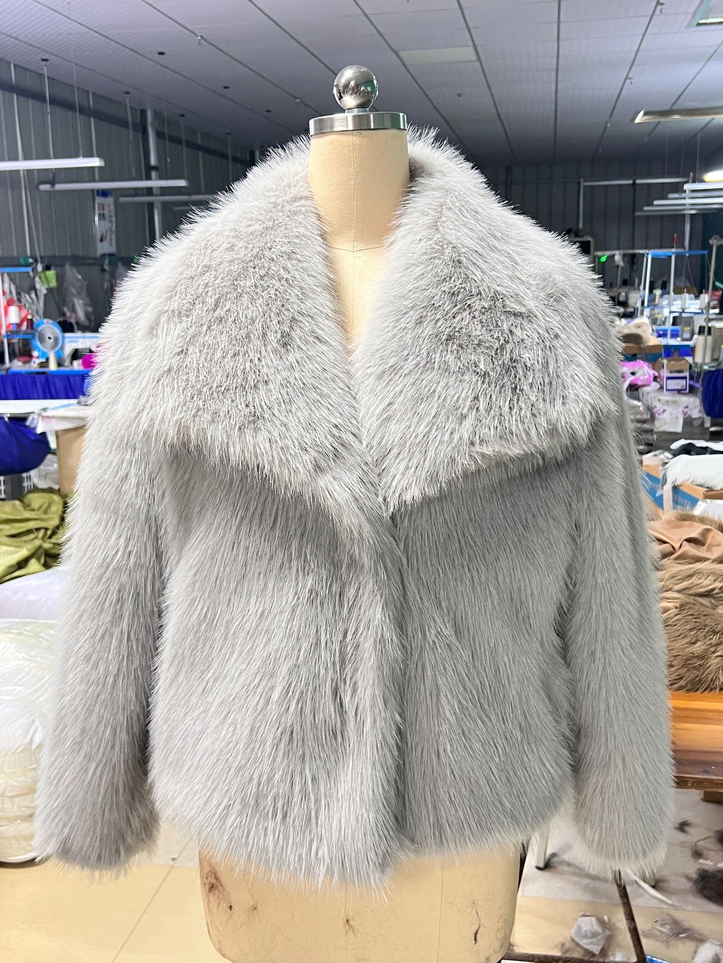 Fur large lapel faux fur jacket short fox fur fur jacket fluffy plush women's clothing