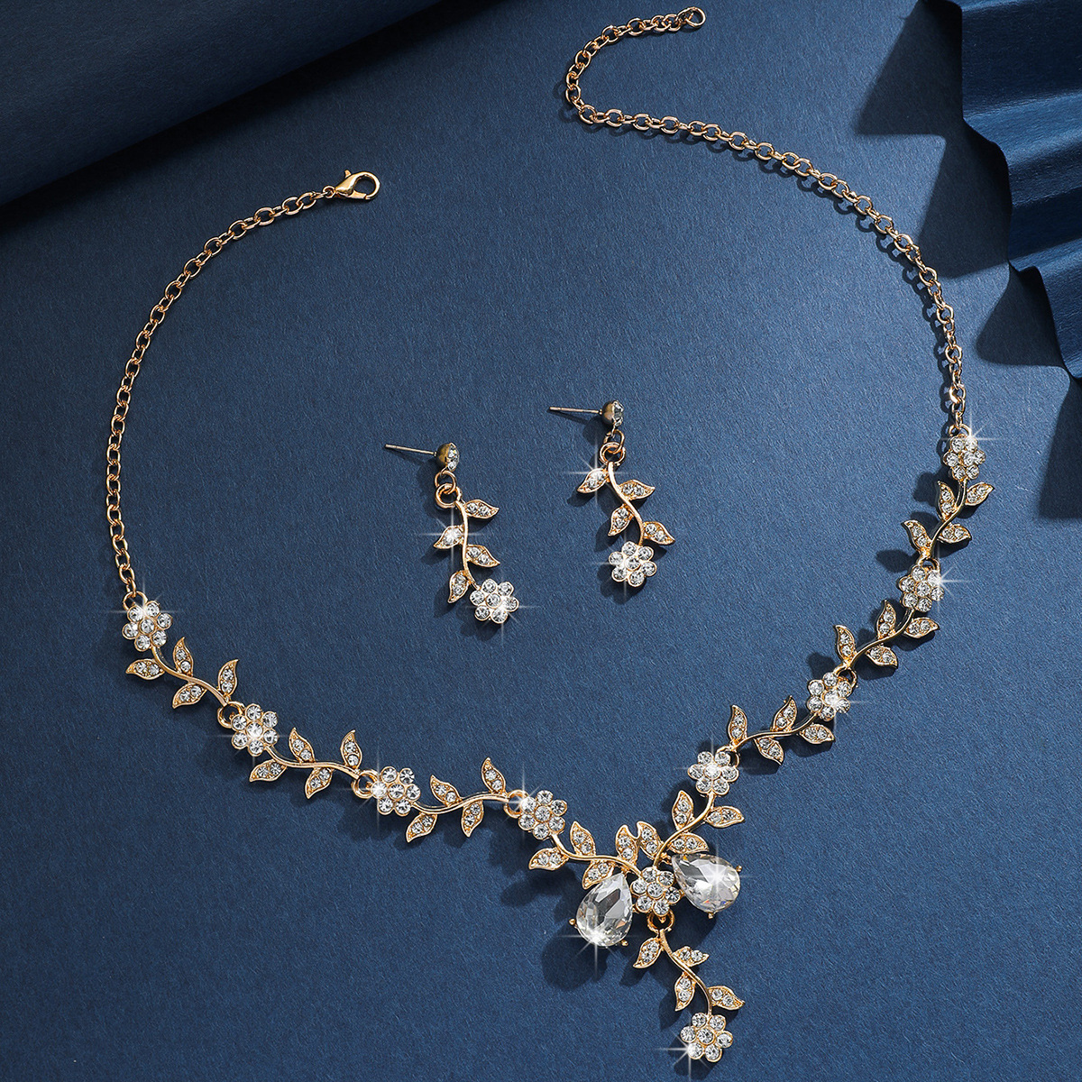 Exquisite Flower Jewelry Set Bride Wedding Evening Dress Two-Piece Set