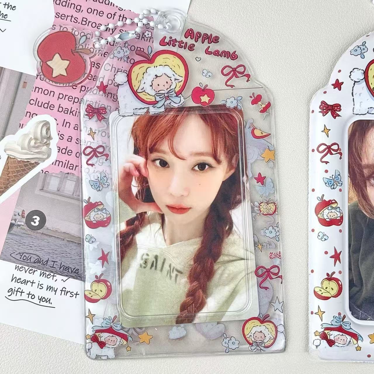 Idol 3-inch card display original apple sheep PVC card sleeve campus meal card storage card bag pendant
