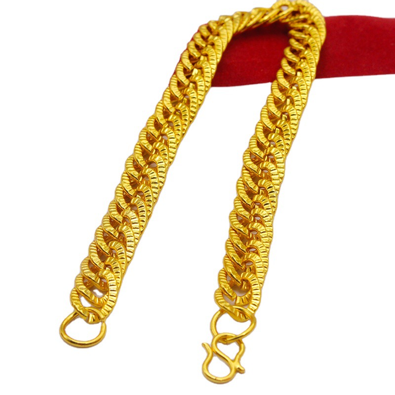 6/9/12mm men's and women's gold bracelet alloy gold-plated NK bracelet flat bold side Cuban bracelet long-lasting non-fading