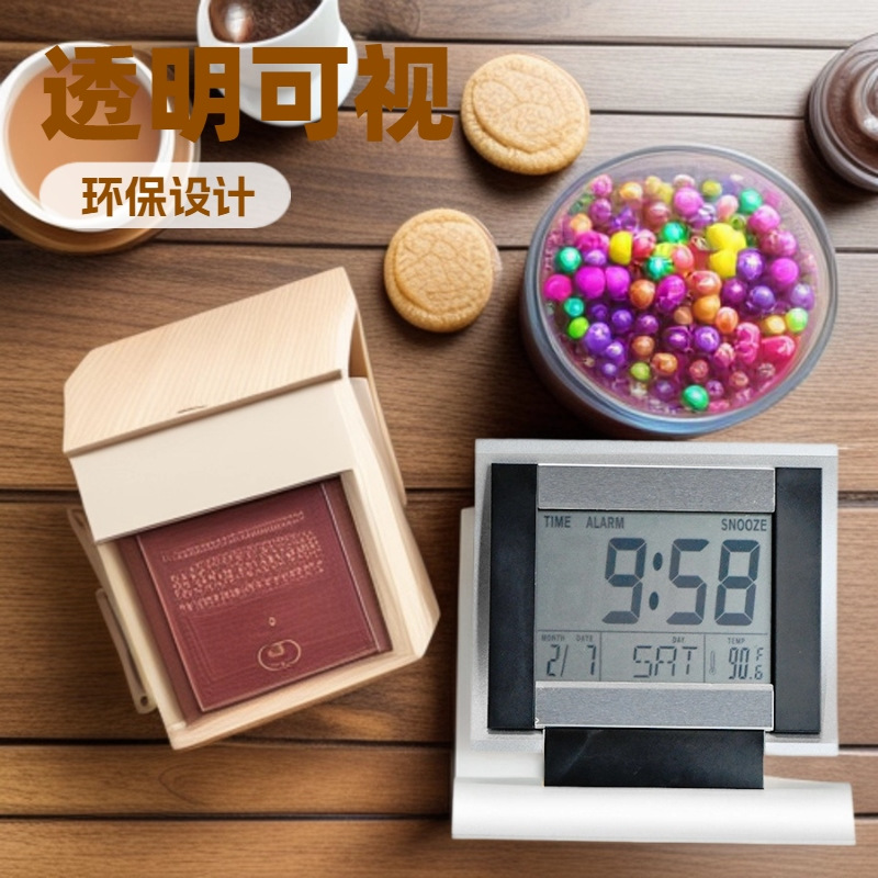 Simple Electronic Alarm Clock Folding Desktop Electronic Clock Digital Date Temperature Seven Alarm Tones Student Gift Clock