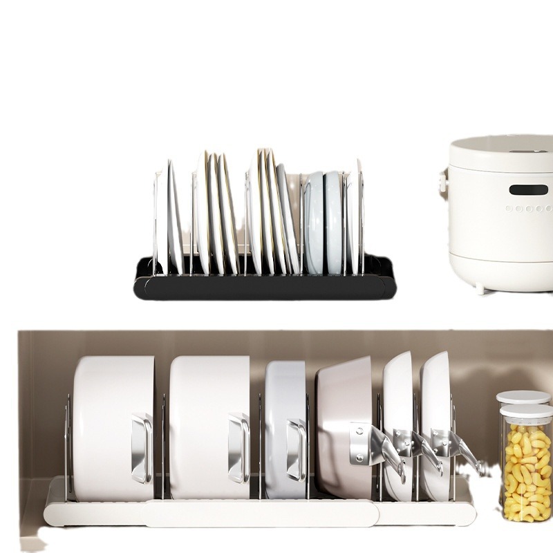 Pot rack multi-layer adjustable kitchen storage rack multi-functional desktop retractable lid rack