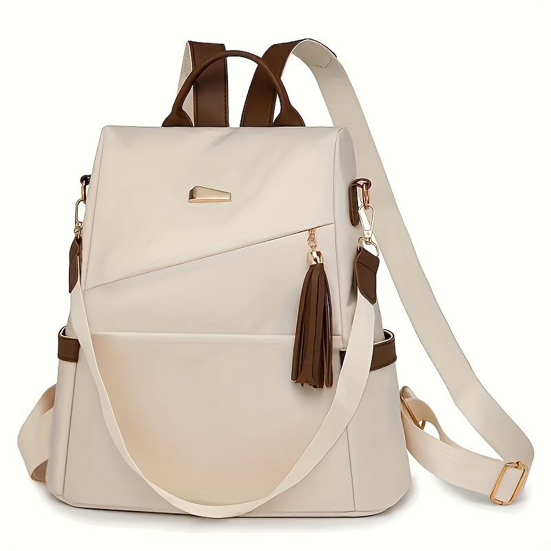 Simple double-shoulder backpack women 2026 new student large capacity soft leather schoolbag casual backpack