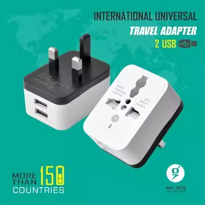 英标转换带双口usb充电器