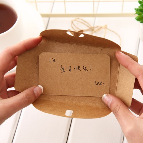 Kraft paper dried flower greeting card handmade DIY small greeting card flower shop gift customer holiday blessing card
