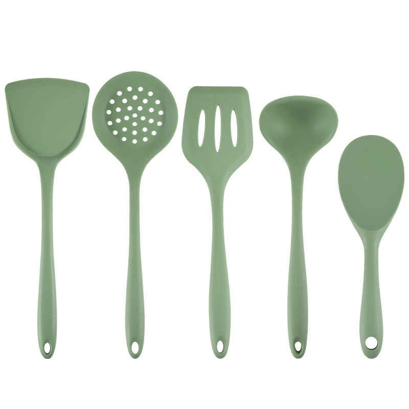 Silicone Spatula Home Spoon Spatula Non-Stick Pan Special Frying Spatula High Temperature Resistant Slotted Spoon Soup Spoon Kitchen Utensils Set