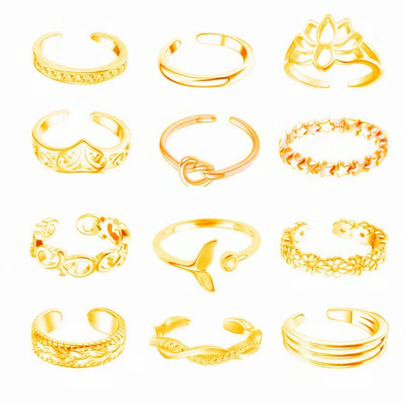 Beach Alloy Toe Ring Adjustable Heart Star Moon Open Accessories