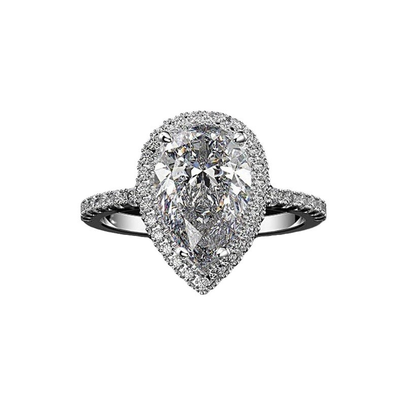 Cao Shi Jewelry Shining Teardrop Zircon Wedding Ring Women's Wedding Jewelry