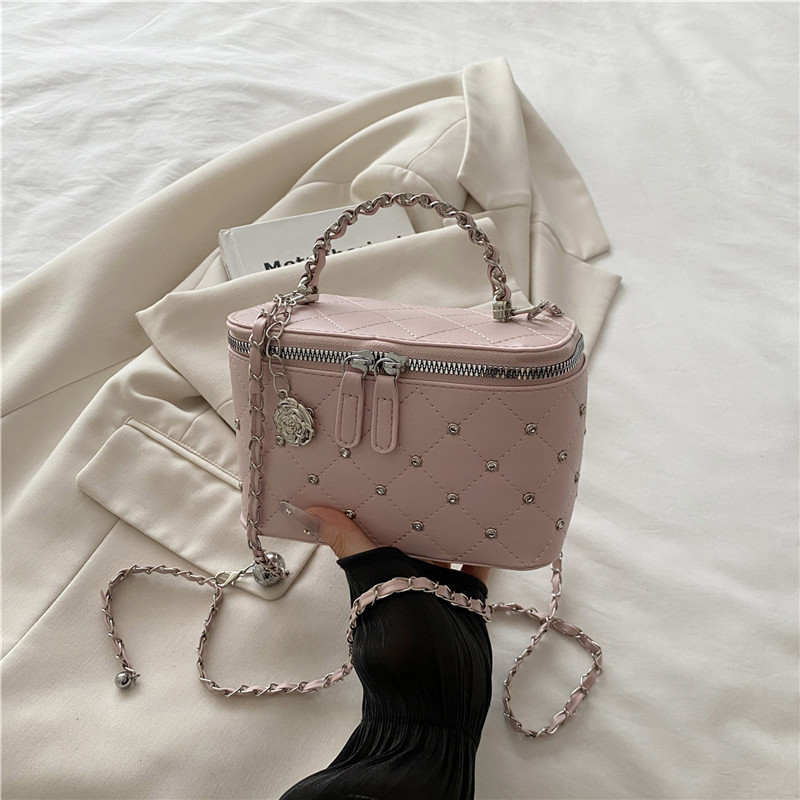 Diamond Grid Chain Small Bags Women 2025 New Rhinestone Box Bags Shoulder Crossbody Bags