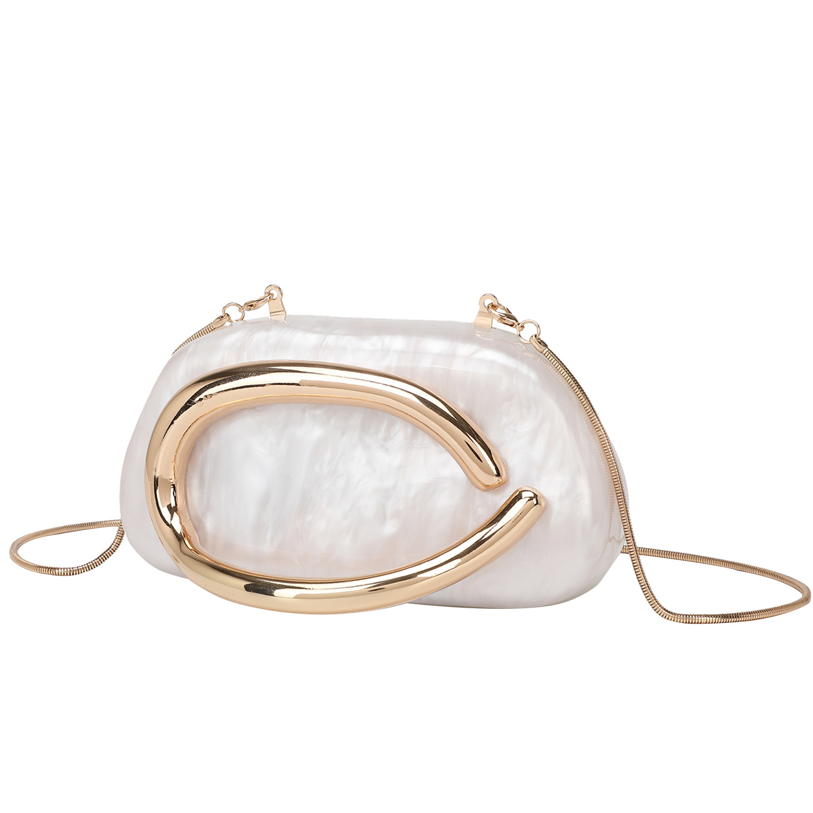 2025 New Round Box Clutch Evening Bag Mini Small Bag Hardware Metal Handle Chain Crossbody Shoulder Bag