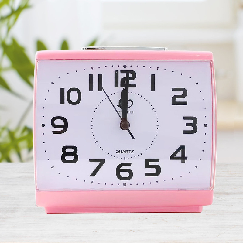 Square Large Alarm Clock with Light High-Quality Silent Movement Unbreakable Acrylic Mirror Desktop Clock