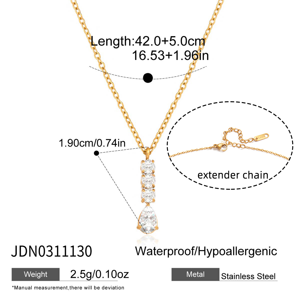 Jieding titanium steel zircon necklace niche jewelry women stainless steel earrings ear accessories