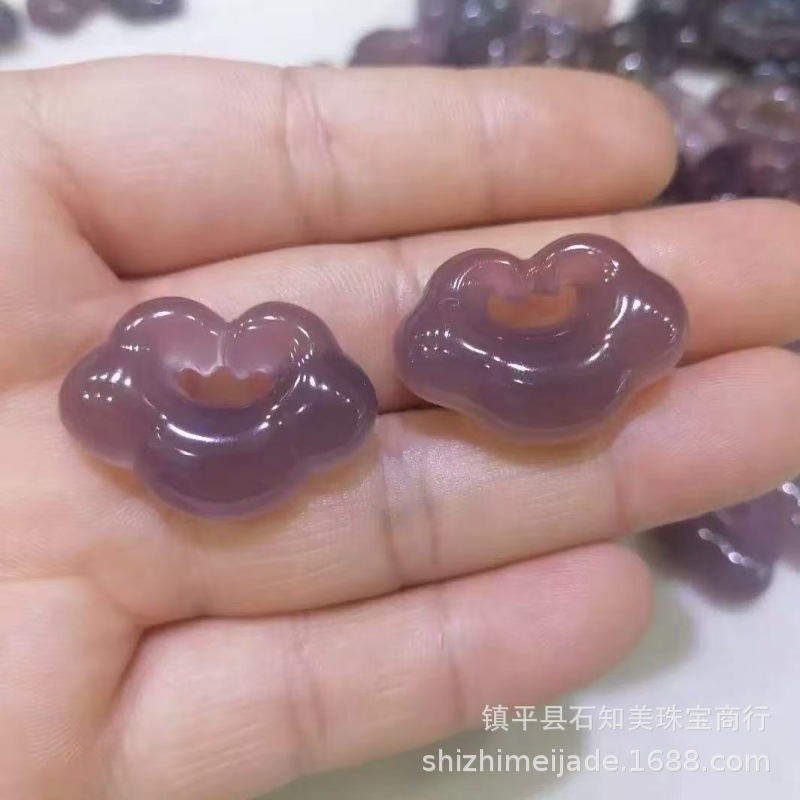 Ice Seed Chalcedony Auspicious Cloud Lock Pendant Couple Ruyi Lock Peace Lock Agate Jade Pendant Live Broadcast