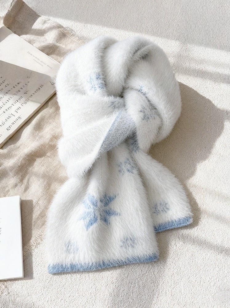 Imitation mink small raccoon jacquard scarf women autumn and winter warm thick cute cartoon neck scarf student