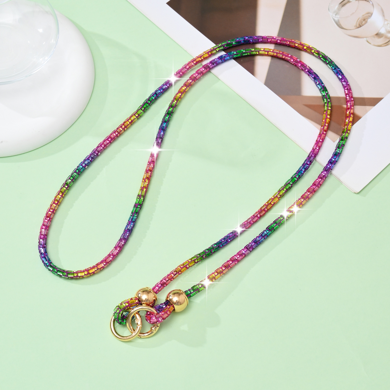 Luxury rhinestone phone lanyard long crossbody phone chain can shoulder back pendant bag decoration strap phone rope