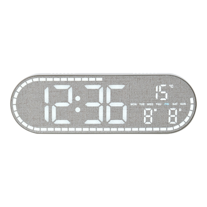 New Home Wall Clock Simple Wood Grain Style LED Electronic Clock Multifunctional Standing or Hanging GH8053