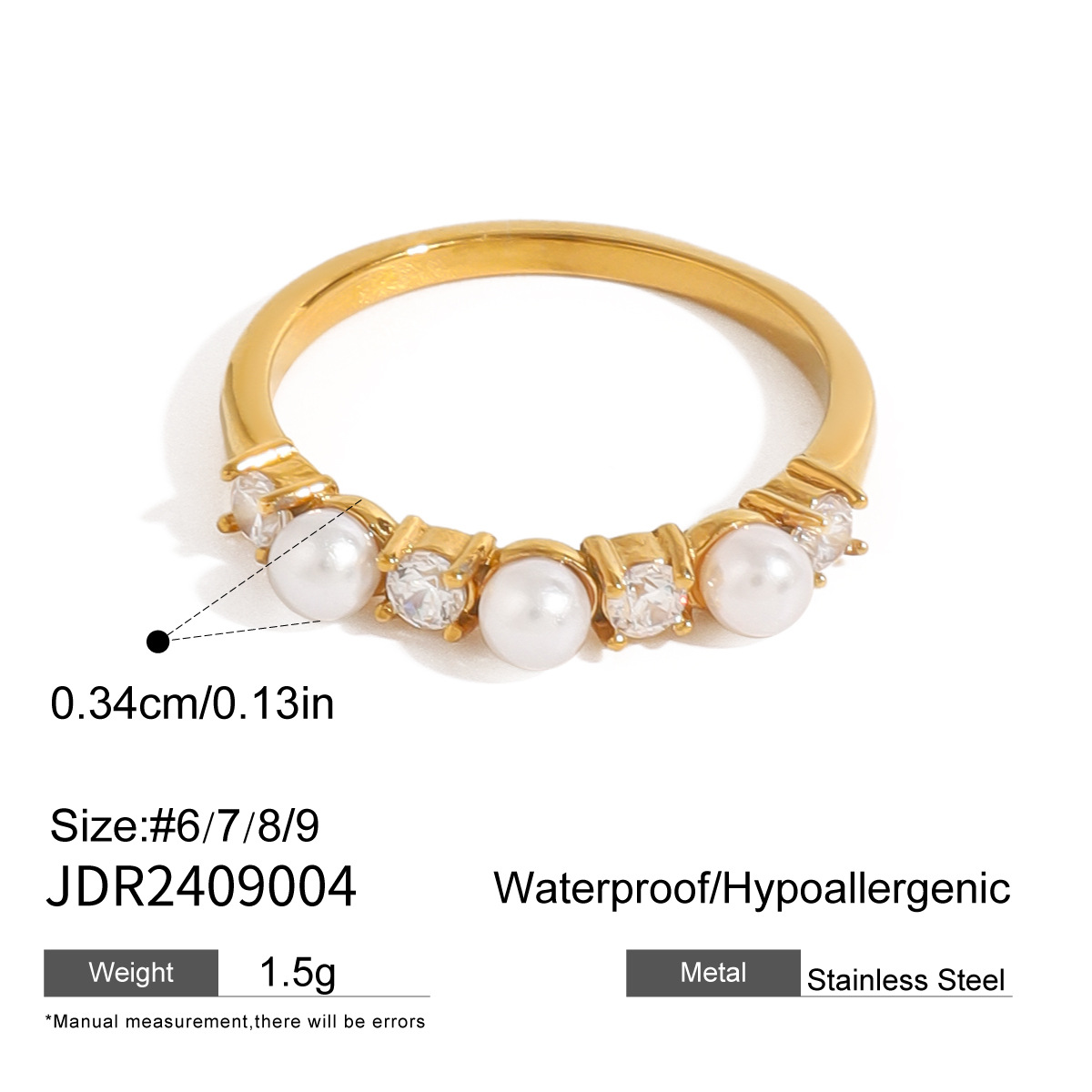 Jieding multi-layer stacking ring titanium steel pearl jewelry women stainless steel accessories