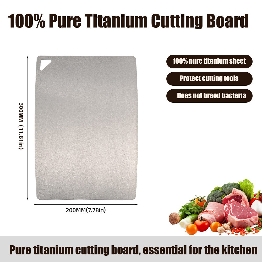 Antibacterial anti-mold ice crystal pure titanium cutting board kitchen meat cutting ice flower crystallization double-sided anti-slip full titanium cutting board
