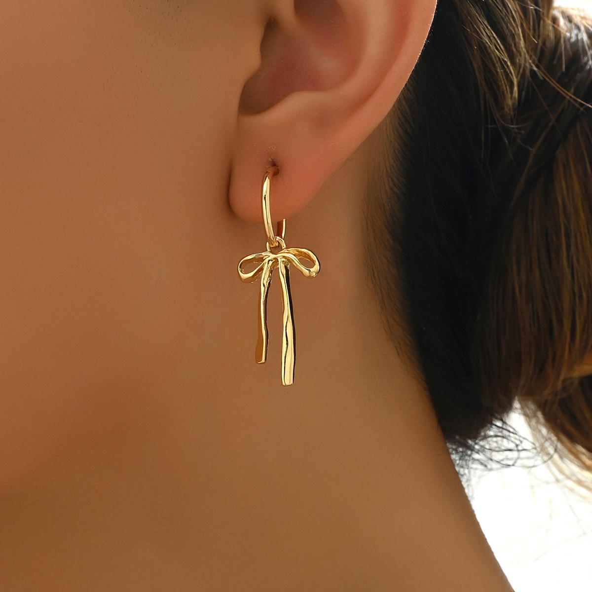 New bow tassel earrings minimalist simple gold ear accessories