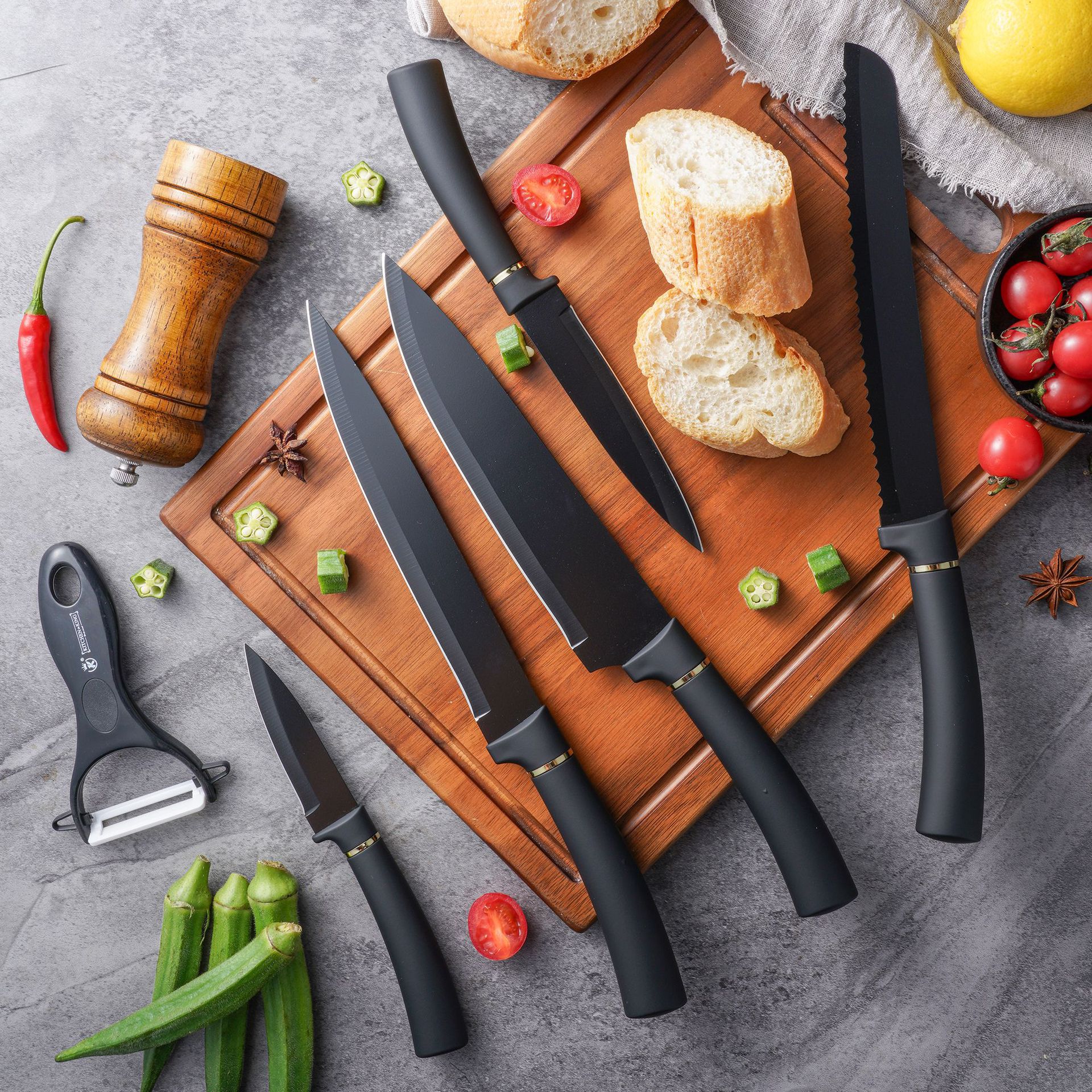 Stainless Steel Knife Set Kitchen Knives Household Vegetable Knife Chef Knife Fruit Knife Six-Piece Set
