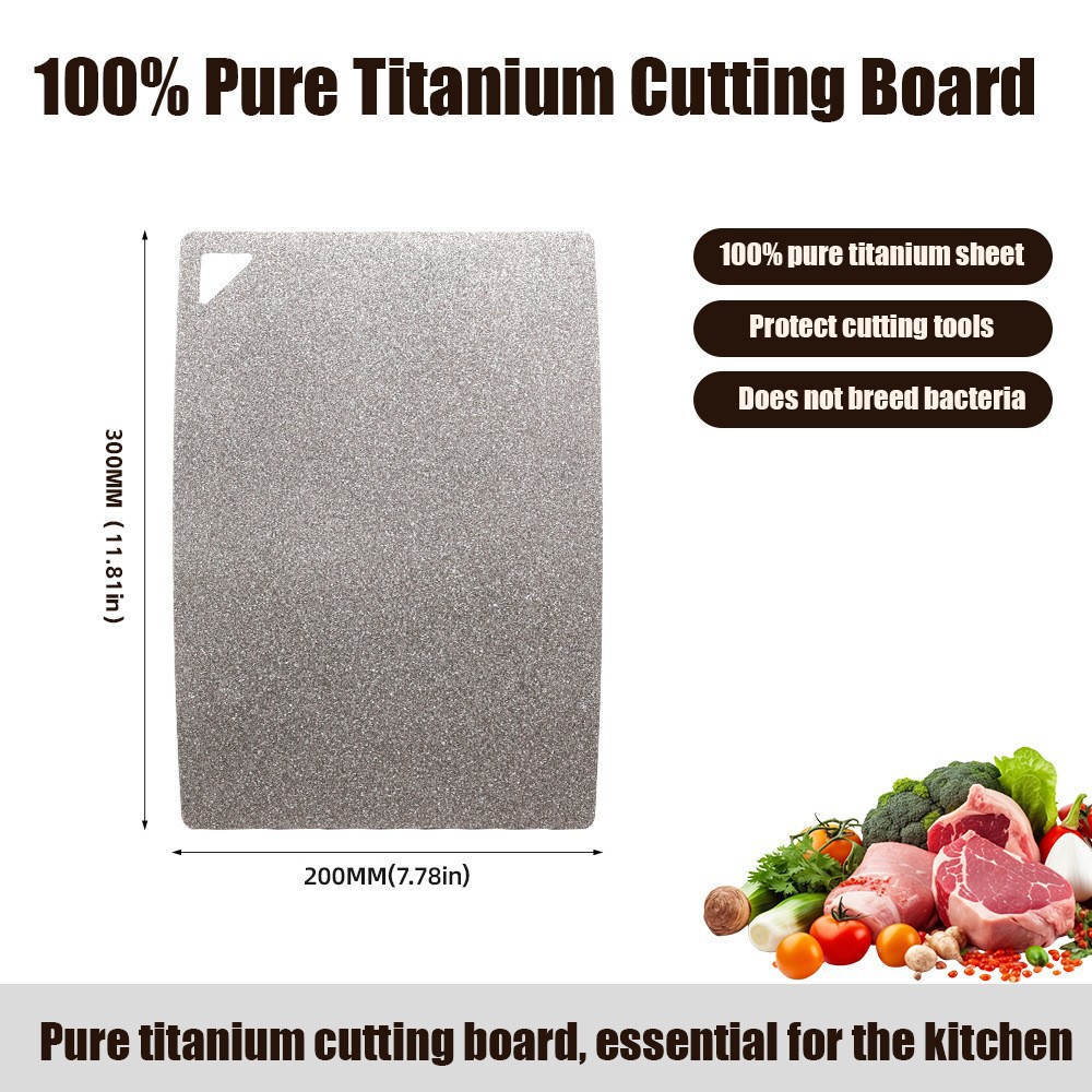 Antibacterial anti-mold ice crystal pure titanium cutting board kitchen meat cutting ice flower crystallization double-sided anti-slip full titanium cutting board