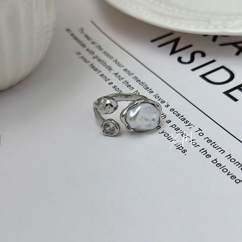 New Baroque Pearl Ring for Women Open Index Finger Ring Band