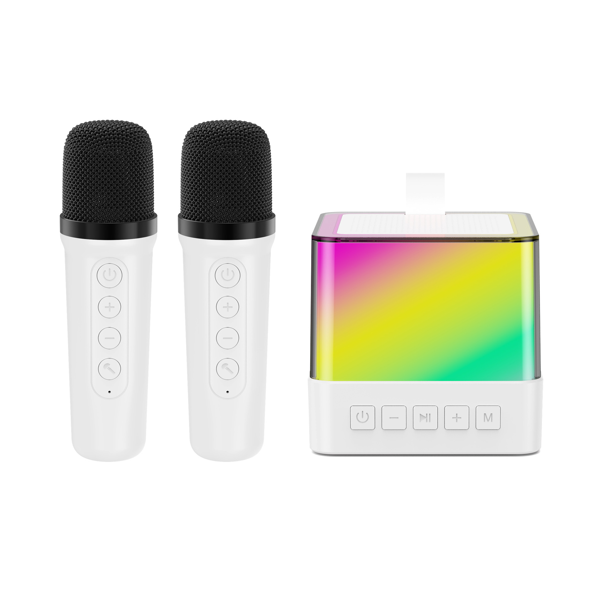 New Q8 Wireless Bluetooth Speaker Microphone Integrated RGB Atmosphere Light Outdoor Portable Home KTV Audio