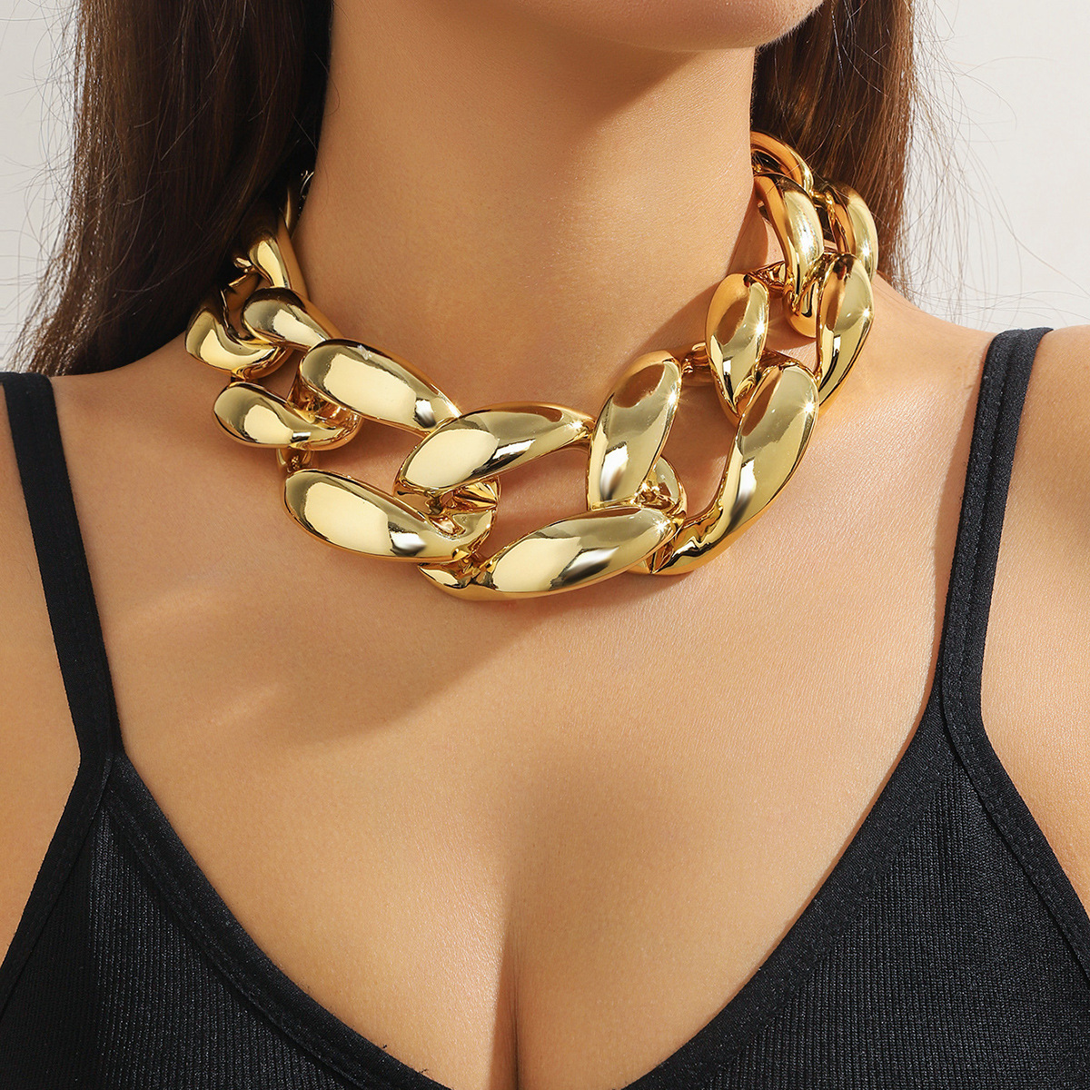 Acrylic pig nose thick chain punk style neck chain niche exaggerated hip-hop necklace