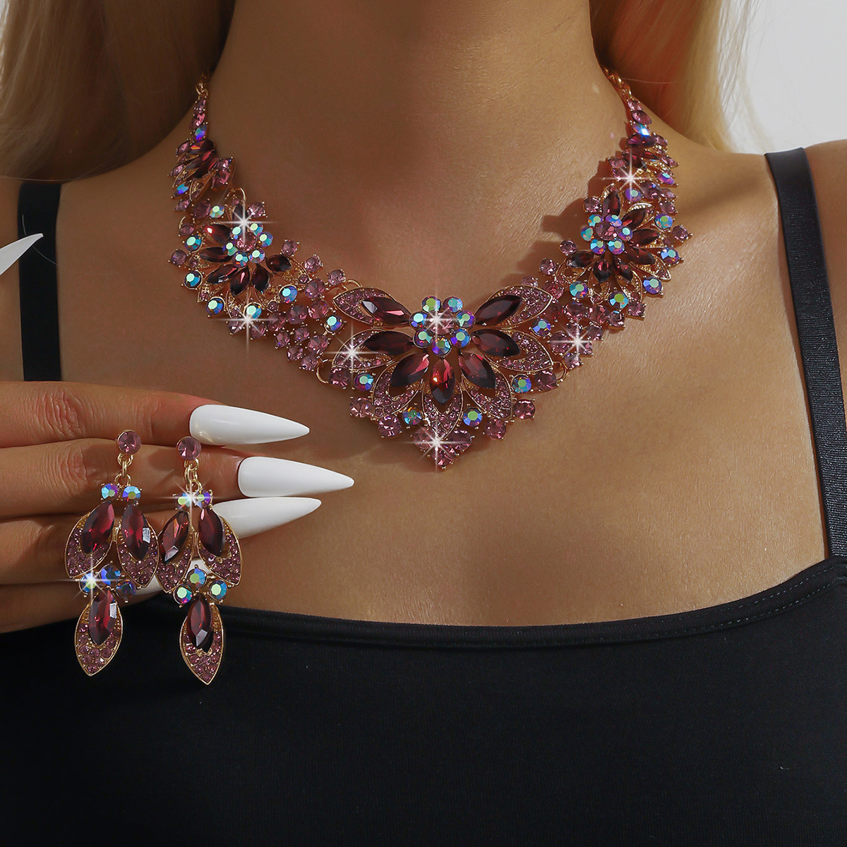 Luxury Jewelry Set Alloy Banquet Accessories Flower Bride Wedding Jewelry for Women