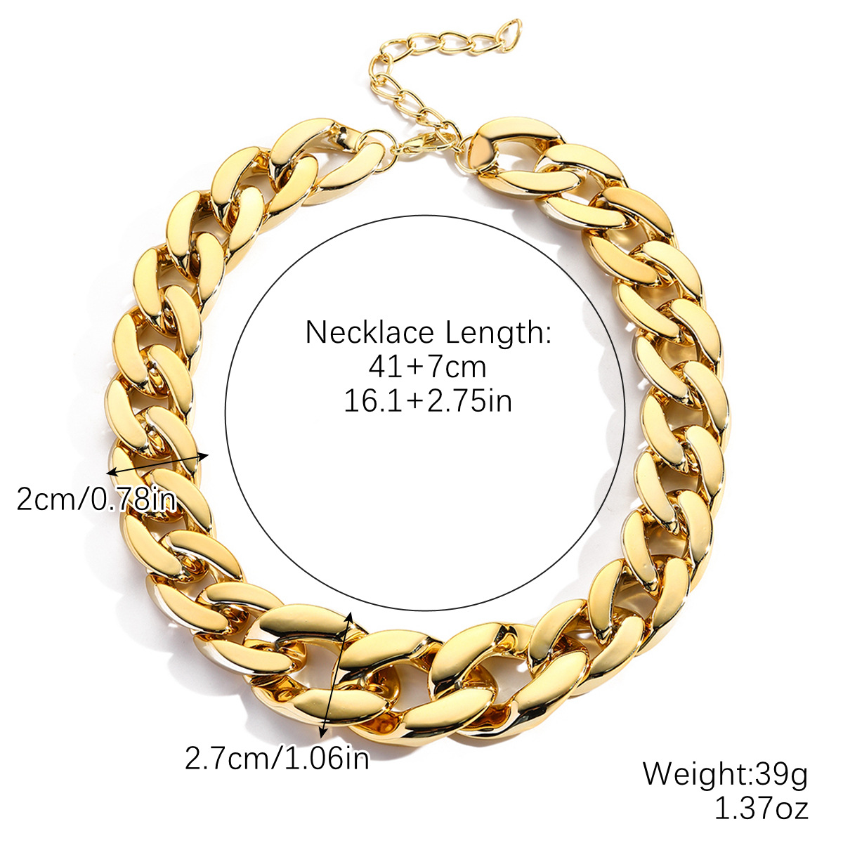 Acrylic pig nose thick chain punk style neck chain niche exaggerated hip-hop necklace
