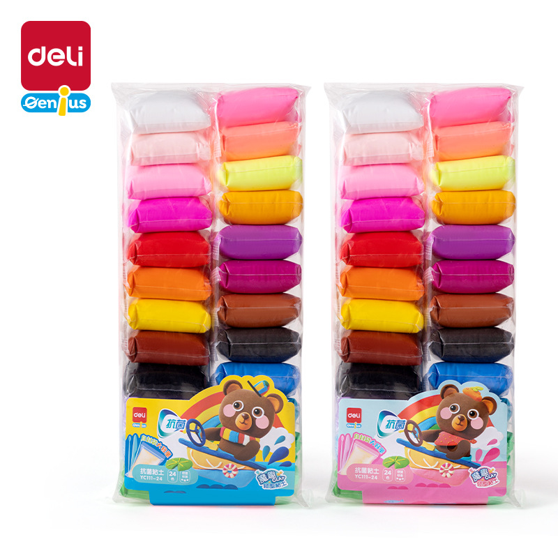 Deli YC111-12 Self-sealing Bag Clay Student Antibacterial Color Mud Handmade DIY Color Ultra-light Plastic Clay