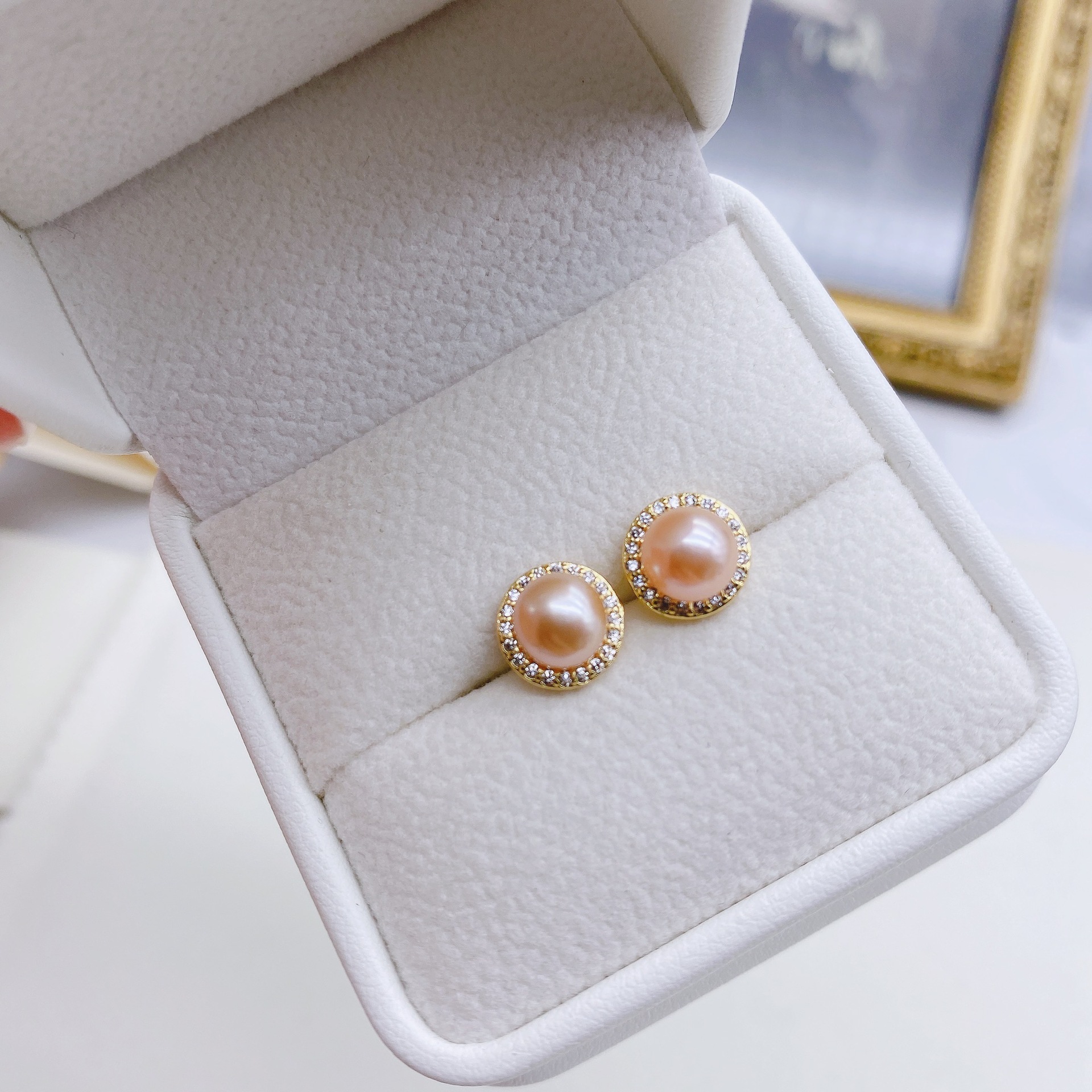 Mini Natural Freshwater Pearl Earrings Real Gold Electroplated 925 Needle Simple Small Fresh Cute Earrings Goods
