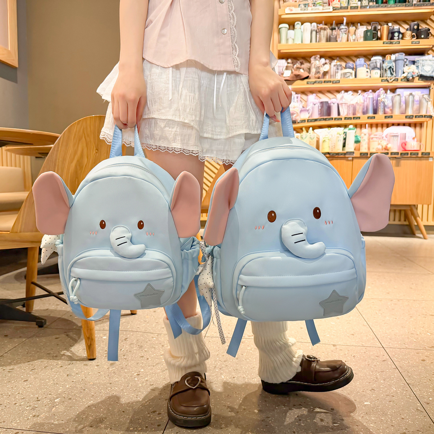 Cute Little Elephant Cartoon Backpack for Women Sweet Style Student Soft Girl Backpack Outing Small Backpack