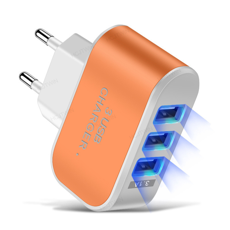 3USB Candy Charger LED Glowing Phone Charger Smart Multi-Port USB Travel Charger