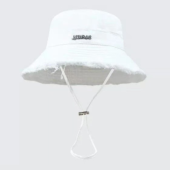 Summer Cotton Washed Raw Edge Fisherman Hat for Men and Women, Outdoor Vacation Sun Hat, Drawstring Sun Hat, Basin Hat