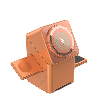 Rotating Cube 3-in-1 Magnetic Wireless Charger for Apple Samsung Phone Watch Fast Charging 15W