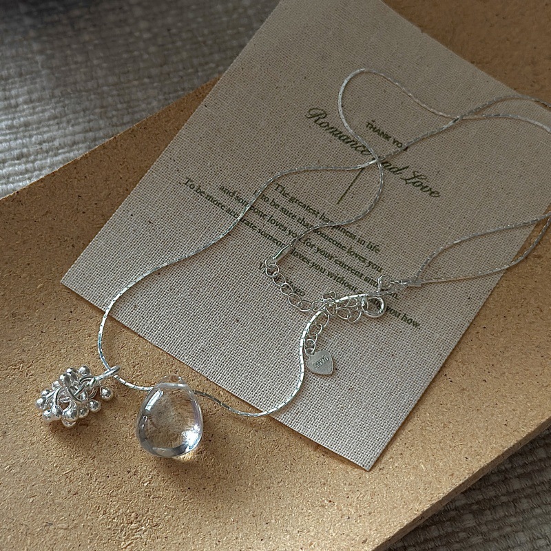 S925 sterling silver drop crystal firework necklace collarbone chain