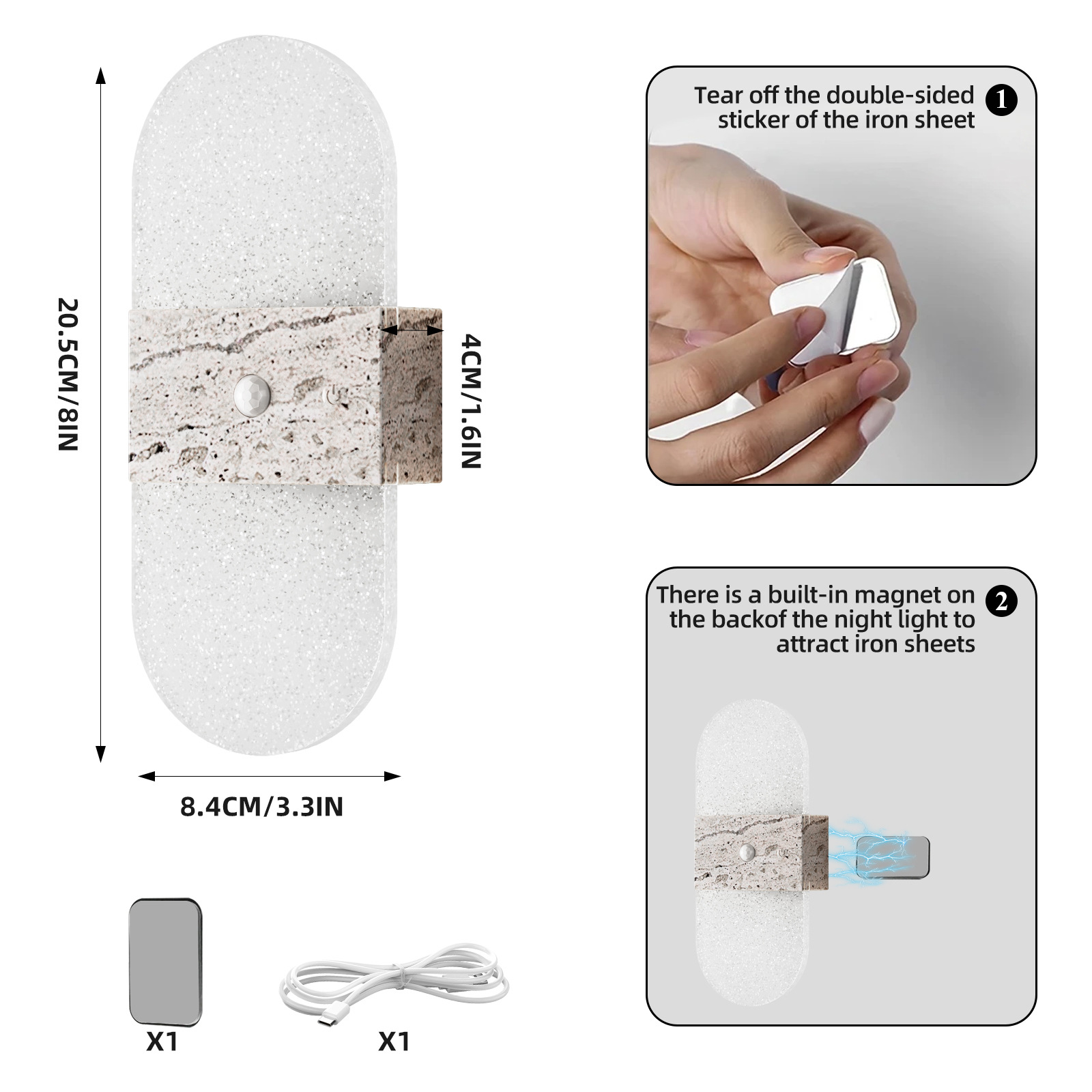 LED Human Body Induction Atmosphere Night Light Charging Magnetic No Wiring Acrylic Decorative Wall Light Smart Induction