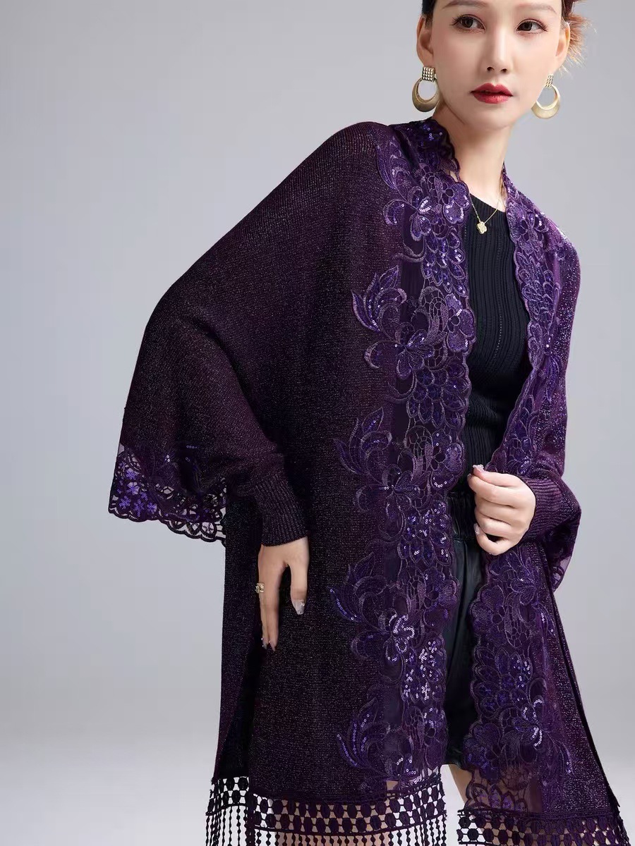Spring Autumn Wedding Mother-in-law Happy Mother-in-law Cheongsam Shawl Embroidery Outer Wear Tassel Cape Cape Coat 1151#