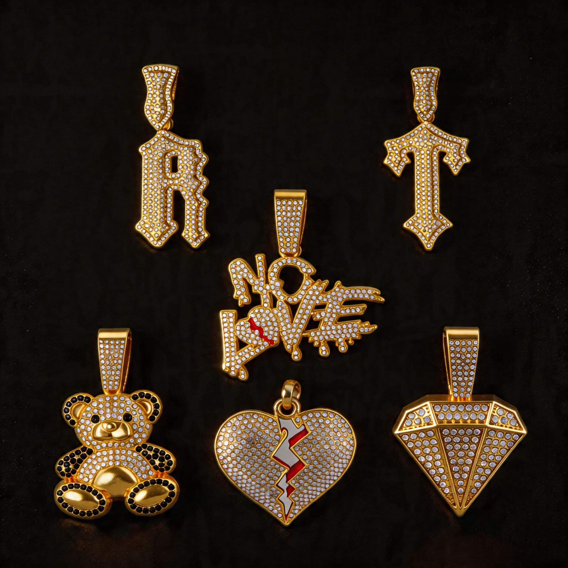 Street pendant collection Gengar bear tiger head cross pendant hip-hop jewelry