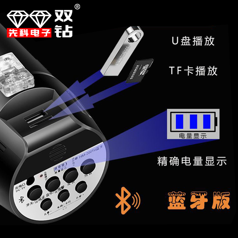 Double Diamond 40W High Power Handheld Lithium Battery Recording Rechargeable Megaphone for Sales Promotion Special Amplifier