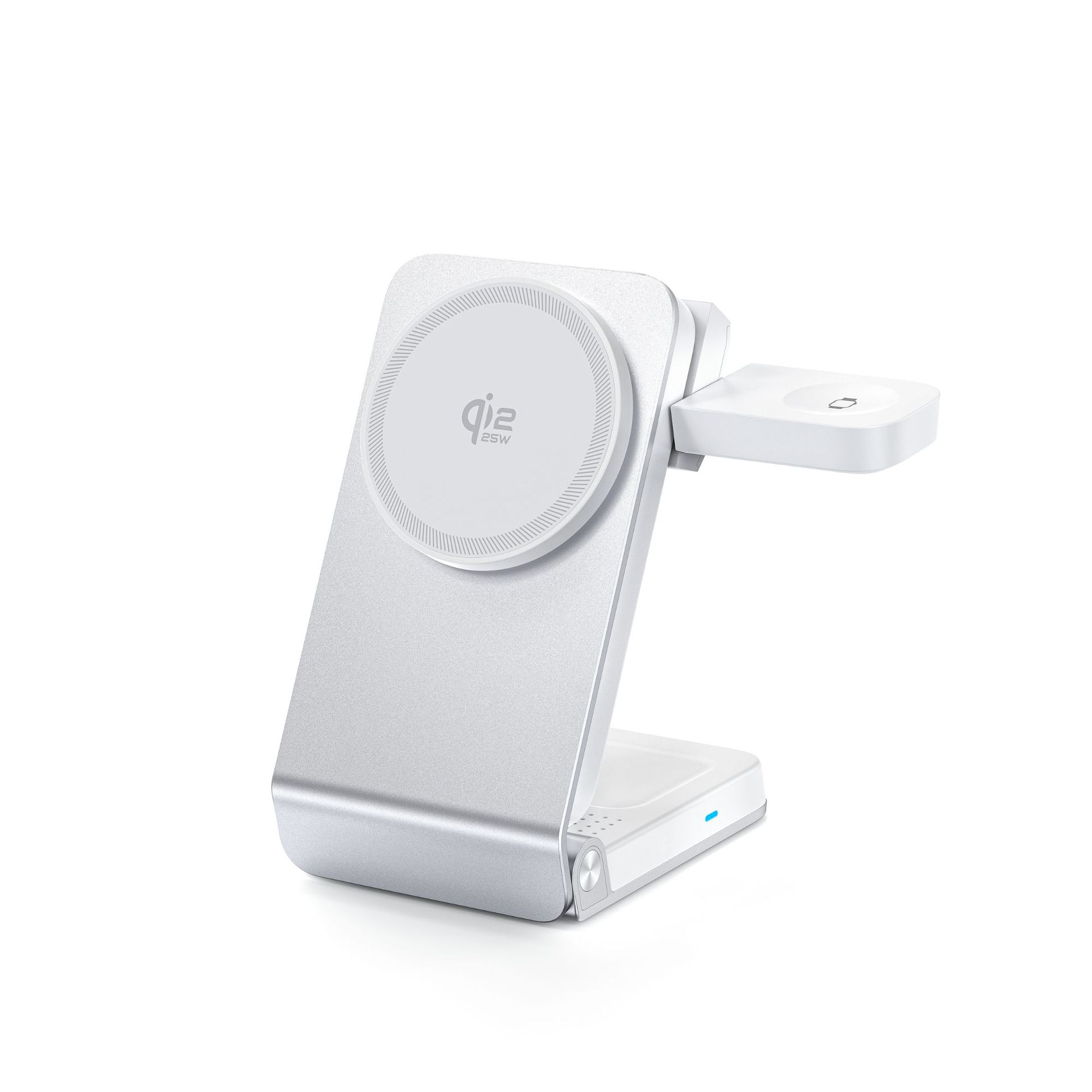 New QI2.2 Aluminum Alloy Foldable Desktop Magnetic Phone Holder Compatible with Apple 3-in-1 Wireless Charger