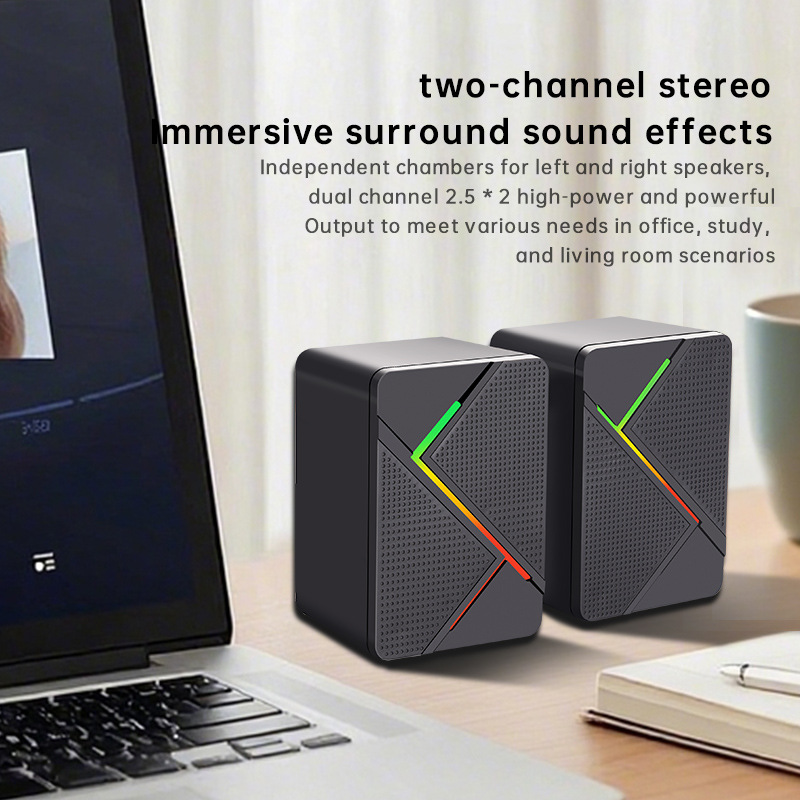 New wired desktop computer small speaker home desktop notebook glowing subwoofer speaker