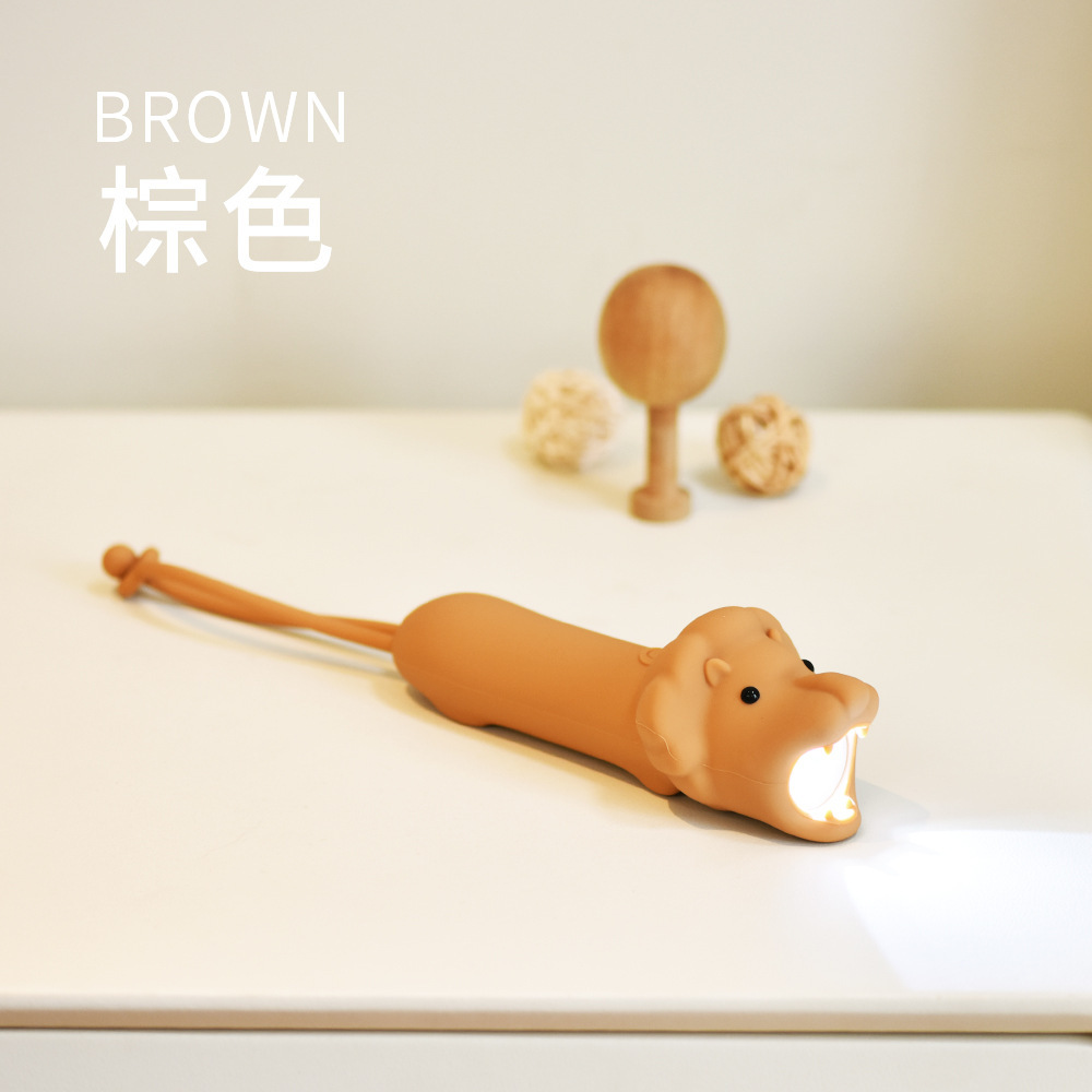 Animal Silicone Flashlight USB Charging Portable Children's Cartoon Cute Shape Two-Gear Handheld Light