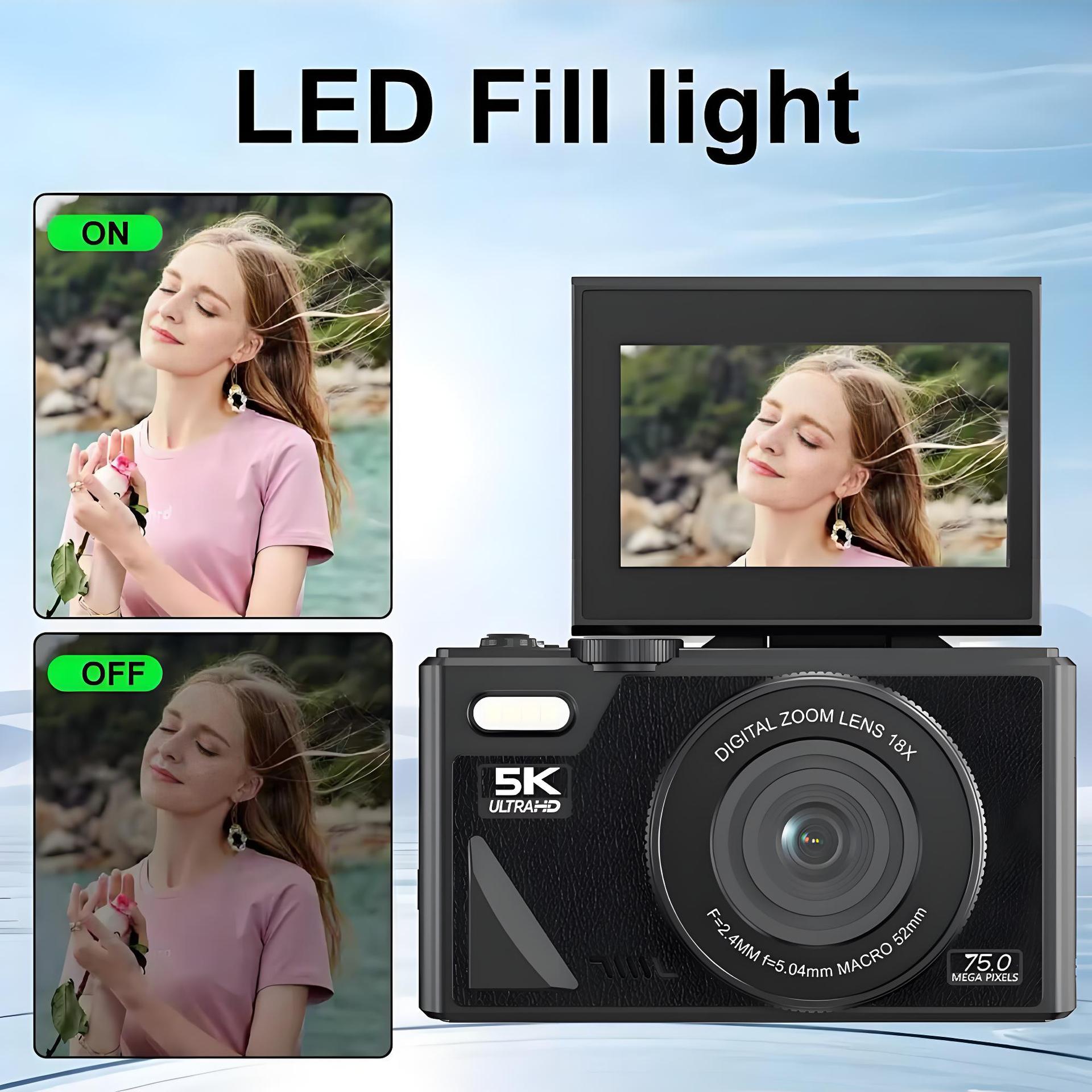 New W1 flip screen CCD camera HD digital camera with WiFi transmission beauty filter 4K5K