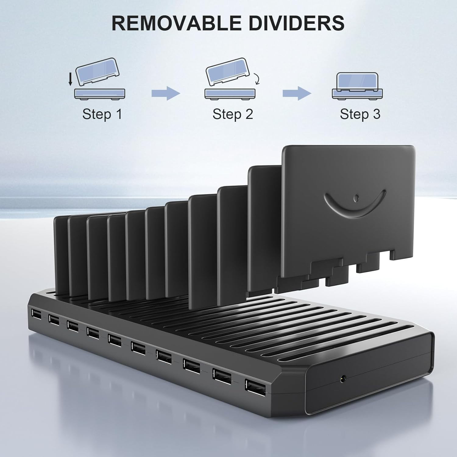 60W Multi-Port USB Desktop Organizer Fast Charger 10-Port with Stand Smart C Port PD QC Fast Charge