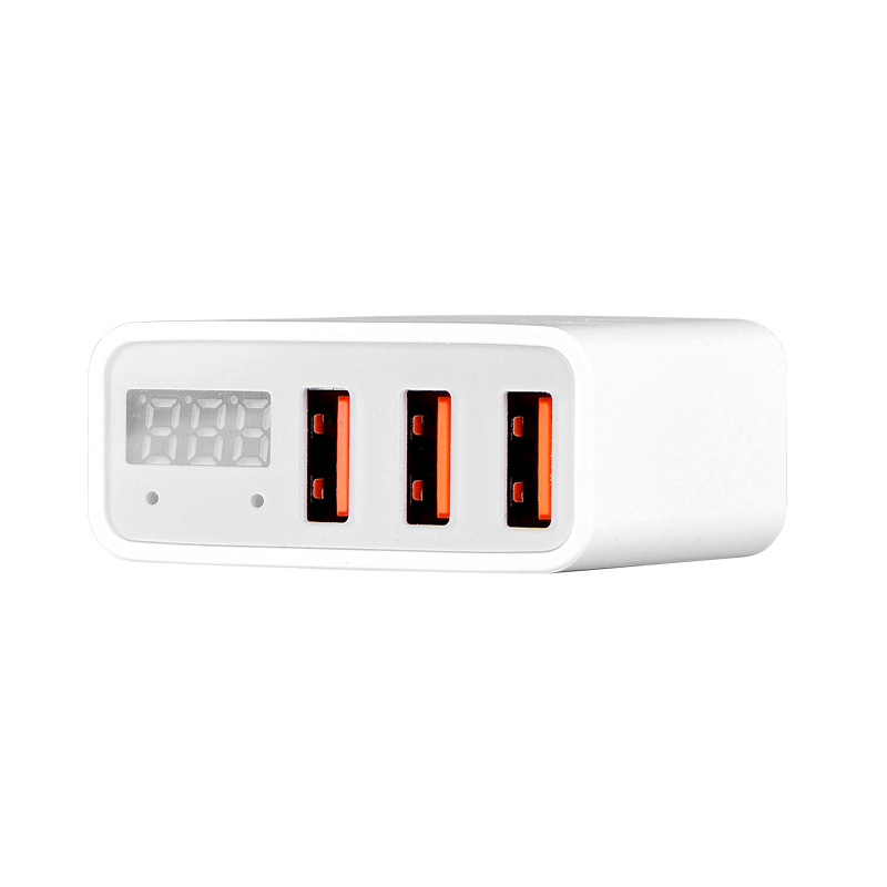 Three-Port USB Charger for Apple Huawei iPhone 15 Series Smart Digital Display Multi-Port Phone Charger