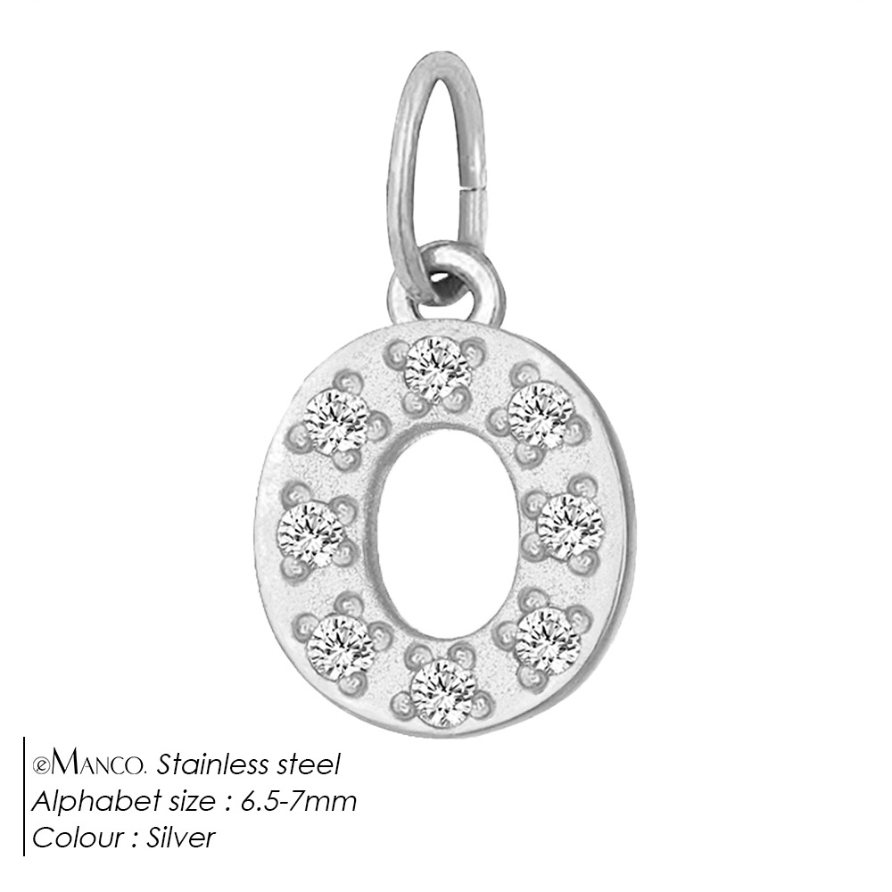 eManco Full Diamond Stainless Steel Jewelry Accessories Letter Single Pendant DIY Zircon Necklace Bracelet Charm