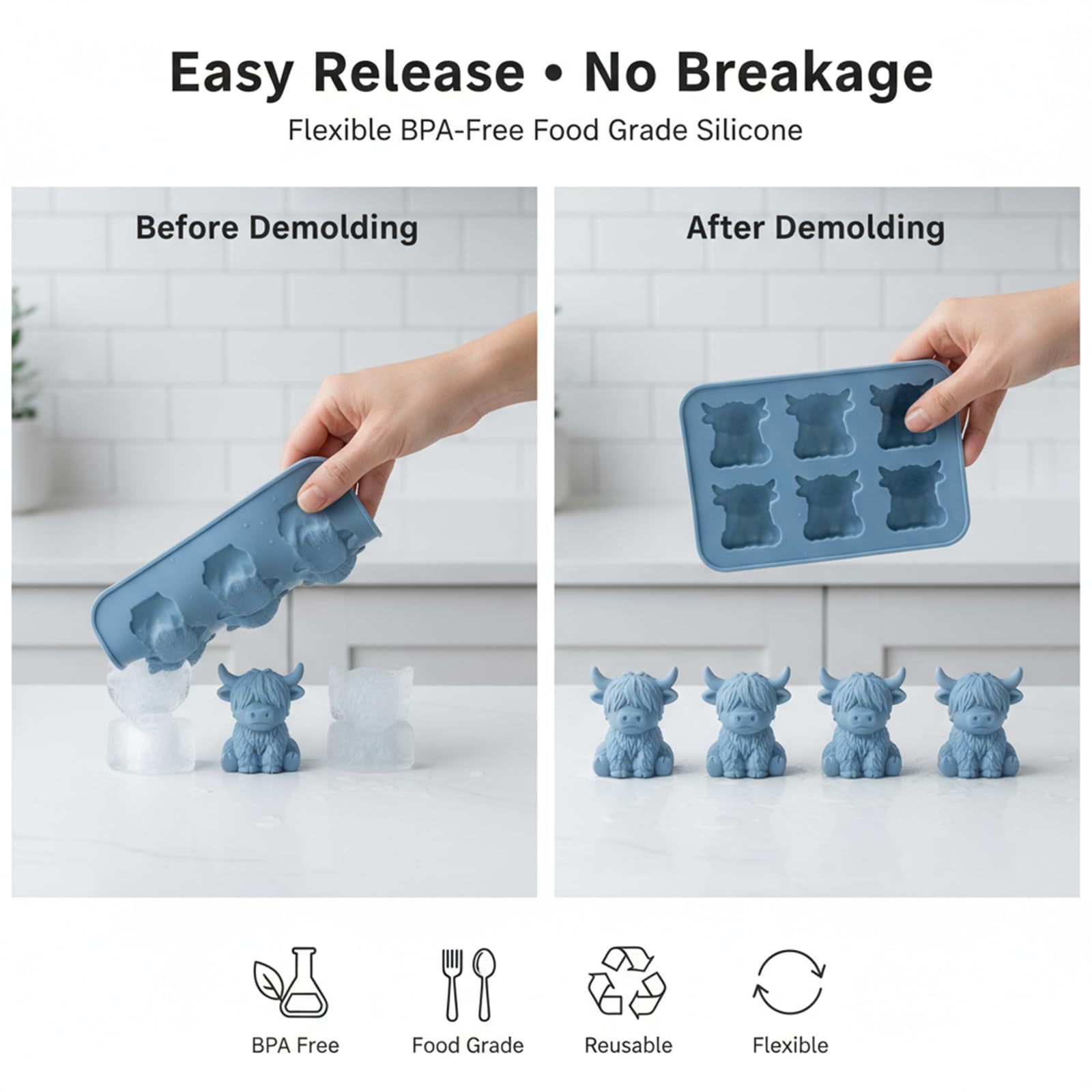New Cute Bunny Silicone Mold Highland Cow Silicone Mold